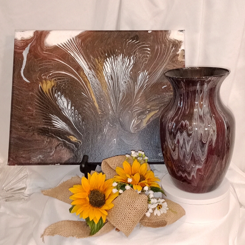 Original Acrylic Art Canvas & Floral Vase
